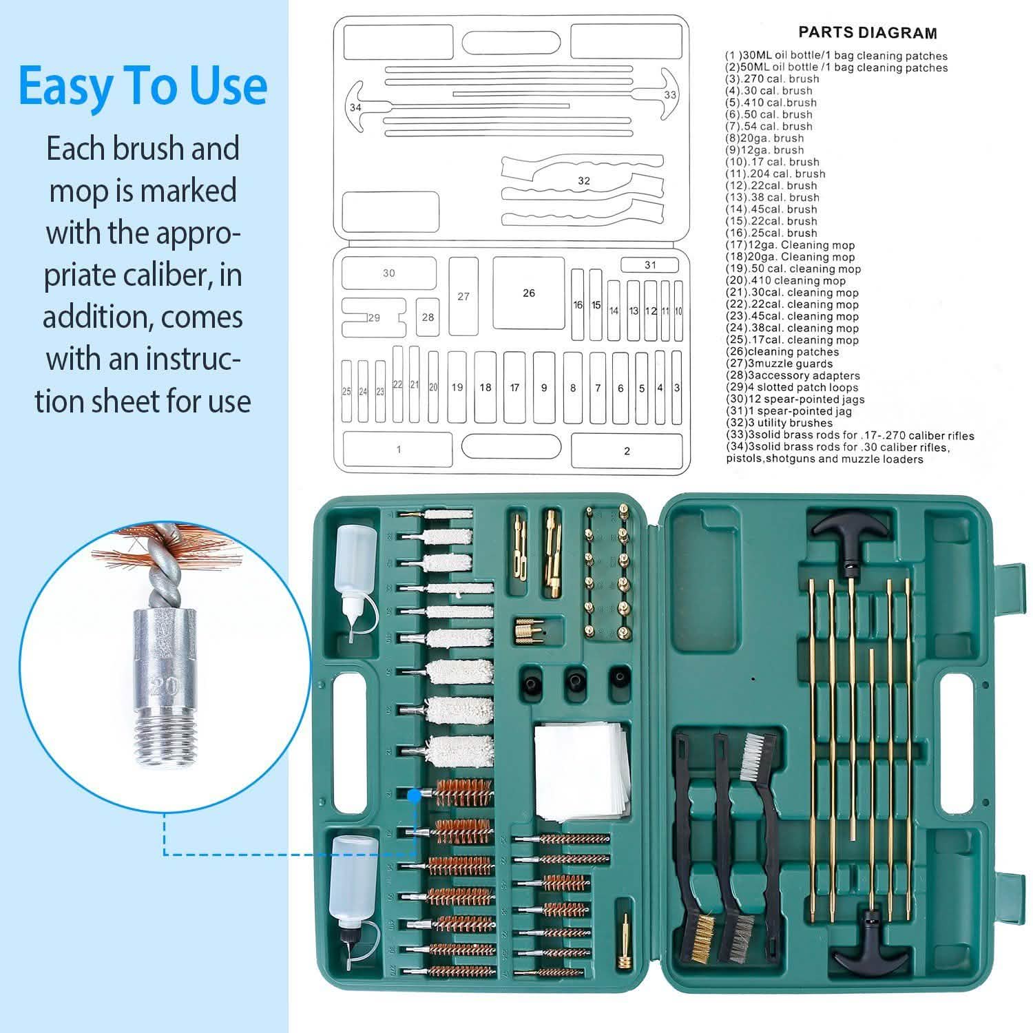 Universal Gun Cleaning Kit with Carrying Case Tactical & Self Defense - Tophatter Daily Deals