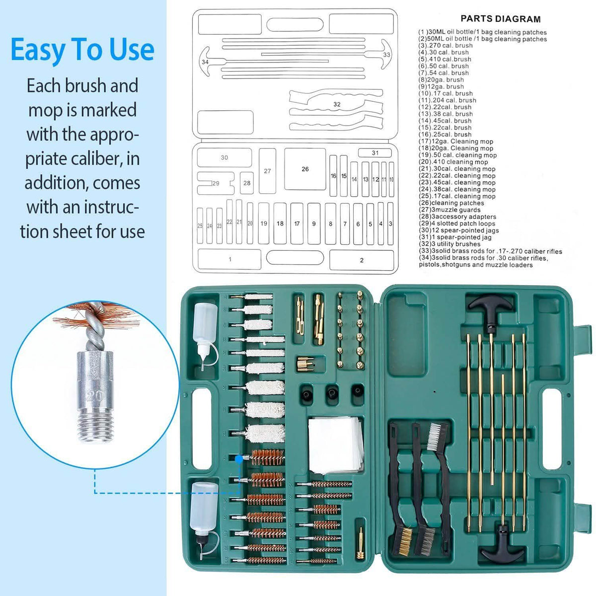 Universal Gun Cleaning Kit with Carrying Case Tactical & Self Defense - Tophatter Daily Deals