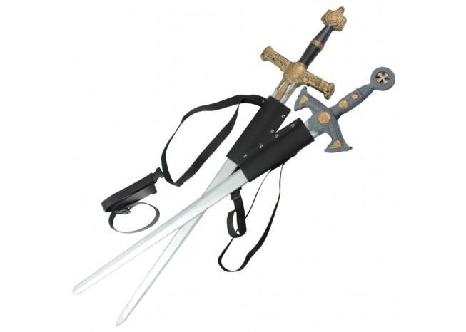 Universal Lightening Warrior Double Sword Back Strap Sheath swords - Tophatter Daily Deals