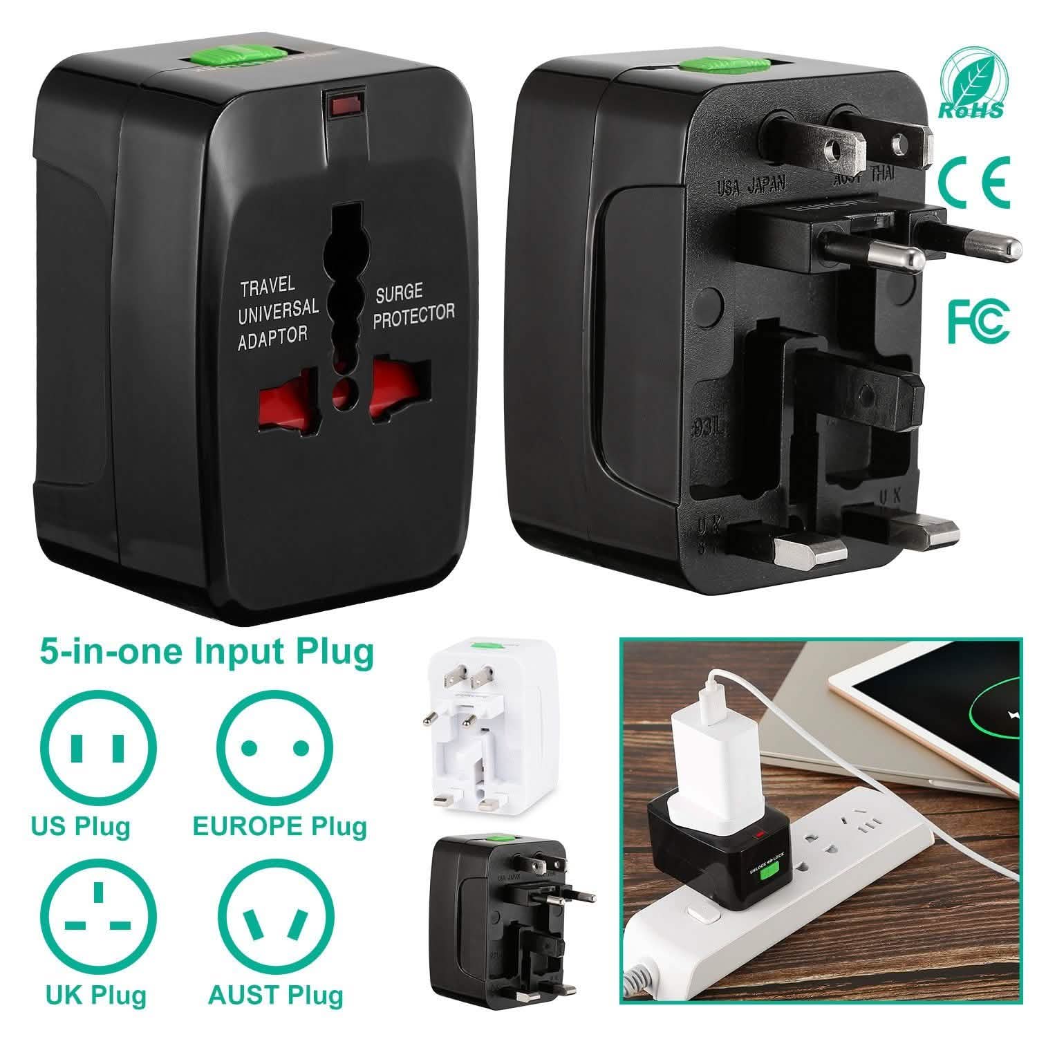 Universal Travel Adapter with 4 Interchangeable Plugs Mobile Accessories - Tophatter Daily Deals