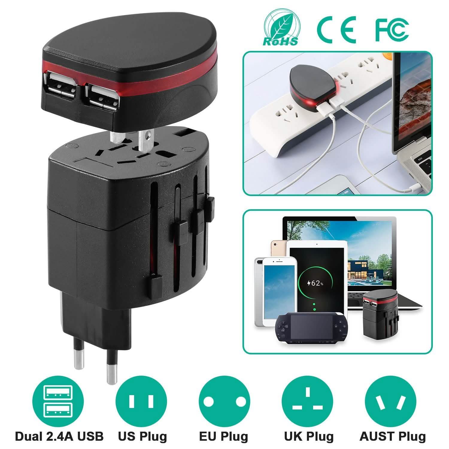 Universal Travel Power Adapter All in One Wall Charger Batteries & Power Accessories - Tophatter Daily Deals