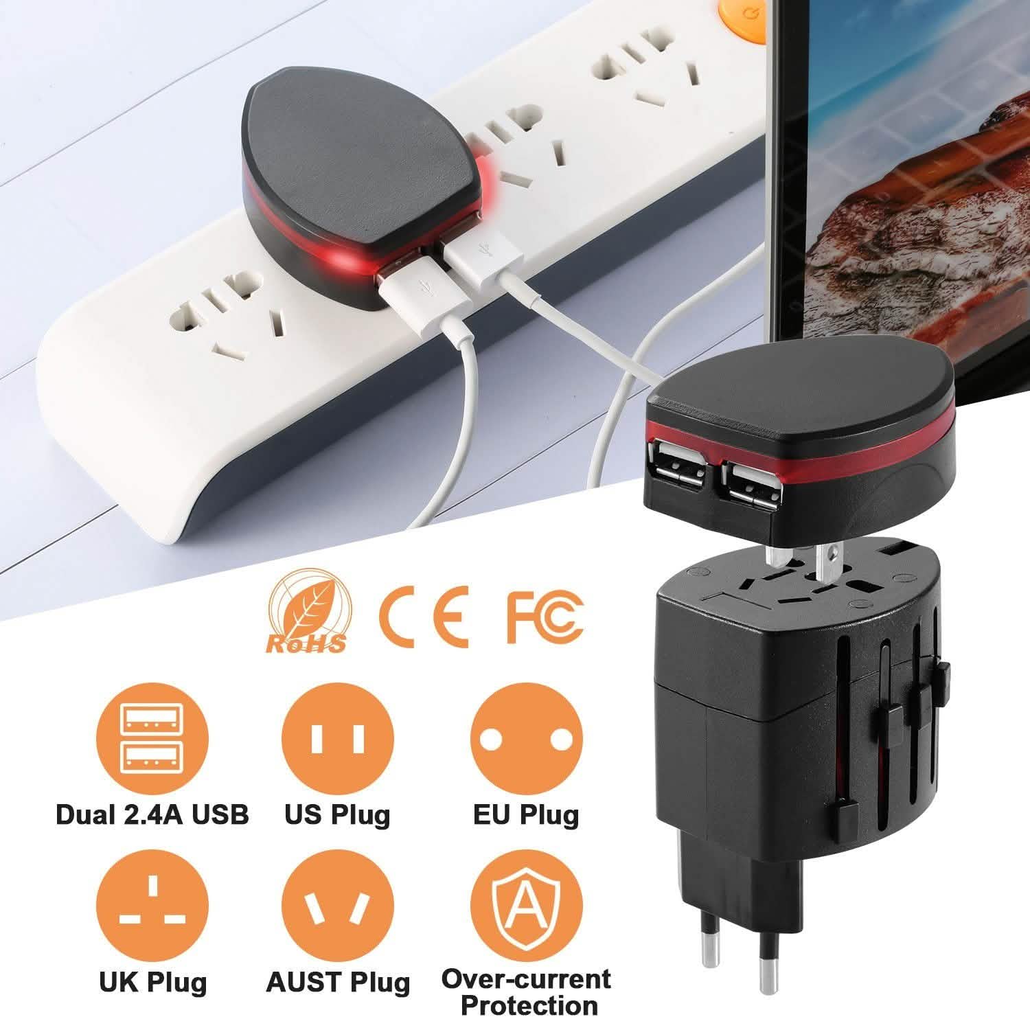 Universal Travel Power Adapter All in One Wall Charger Batteries & Power Accessories - Tophatter Daily Deals
