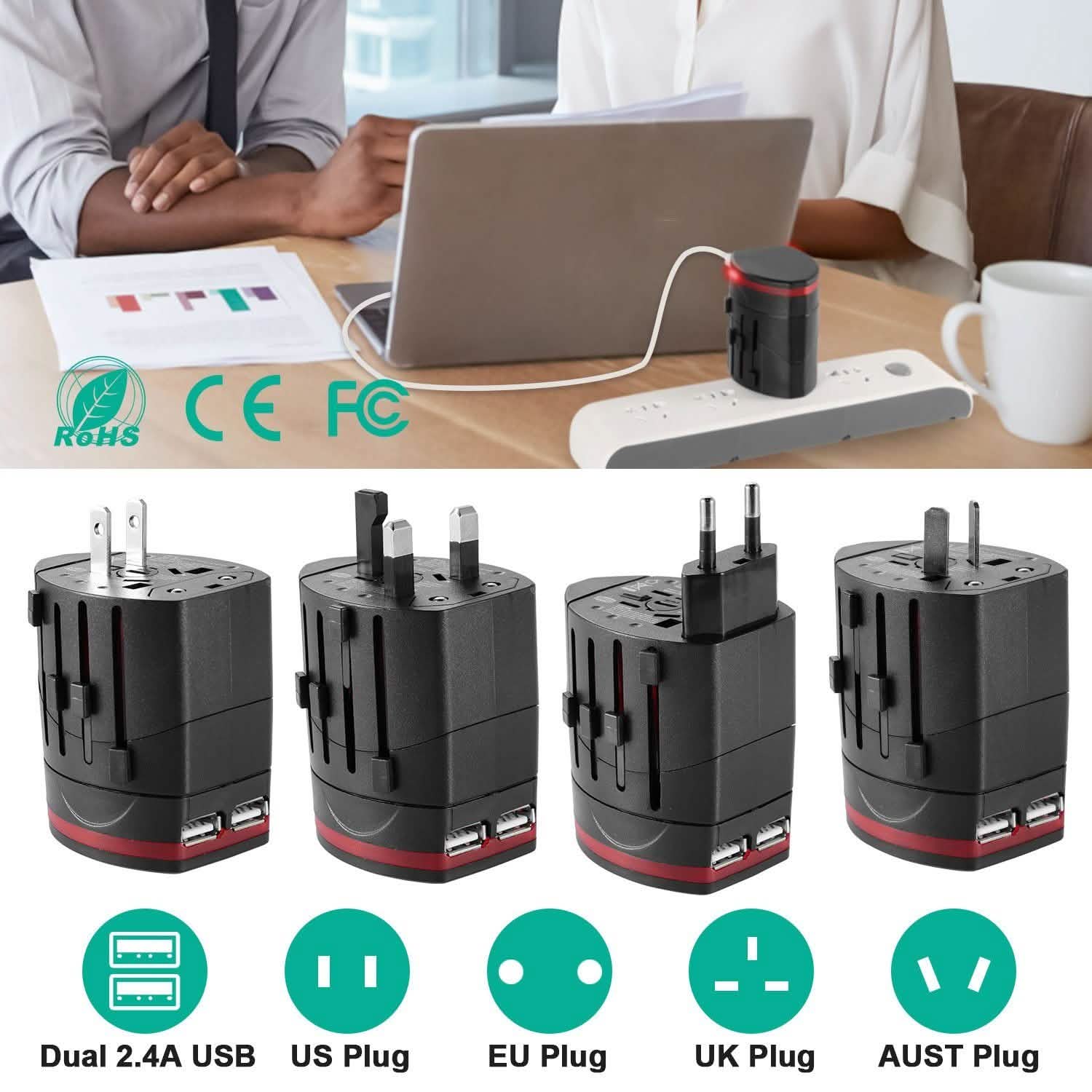 Universal Travel Power Adapter All in One Wall Charger Batteries & Power Accessories - Tophatter Daily Deals