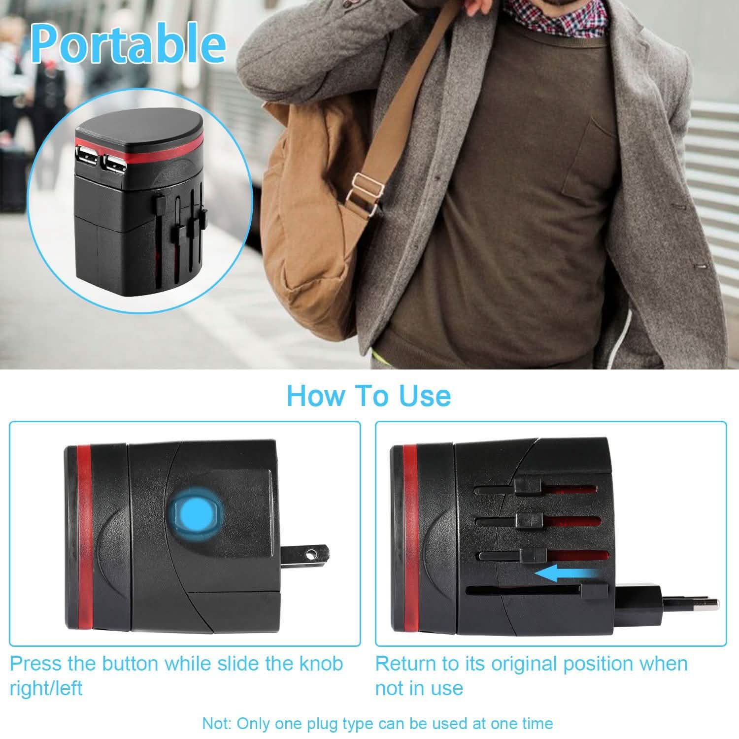 Universal Travel Power Adapter All in One Wall Charger Batteries & Power Accessories - Tophatter Daily Deals