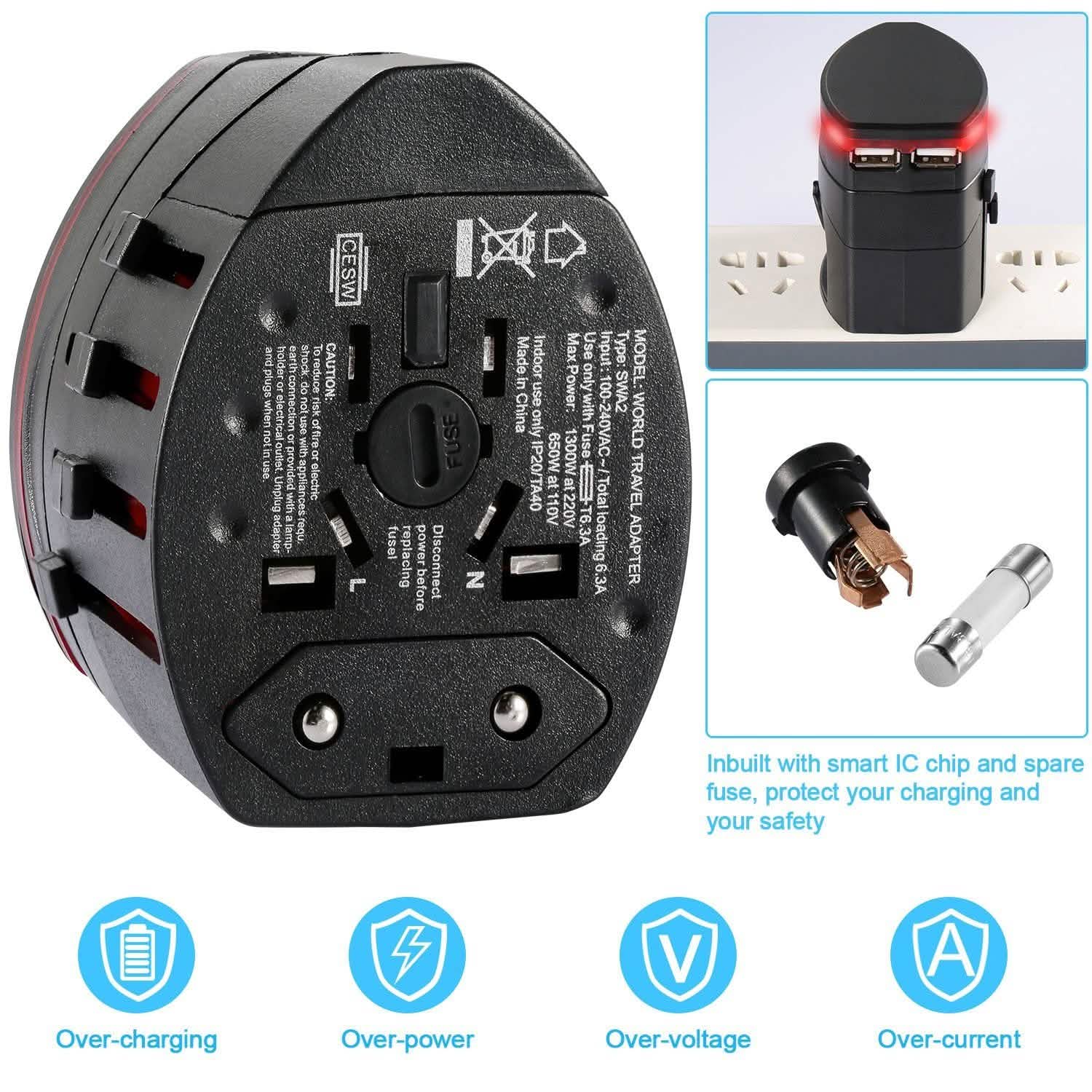 Universal Travel Power Adapter All in One Wall Charger Batteries & Power Accessories - Tophatter Daily Deals