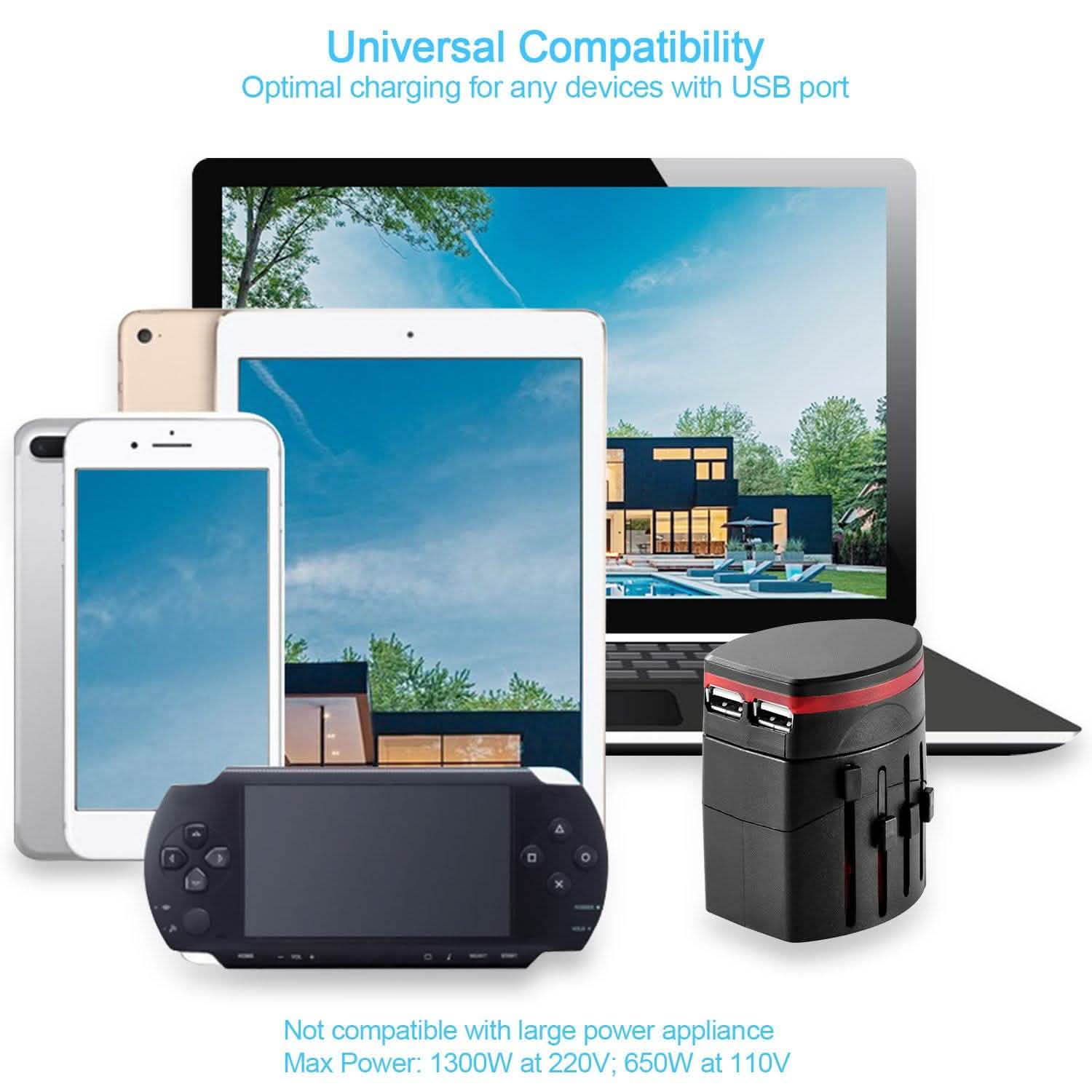Universal Travel Power Adapter All in One Wall Charger Batteries & Power Accessories - Tophatter Daily Deals