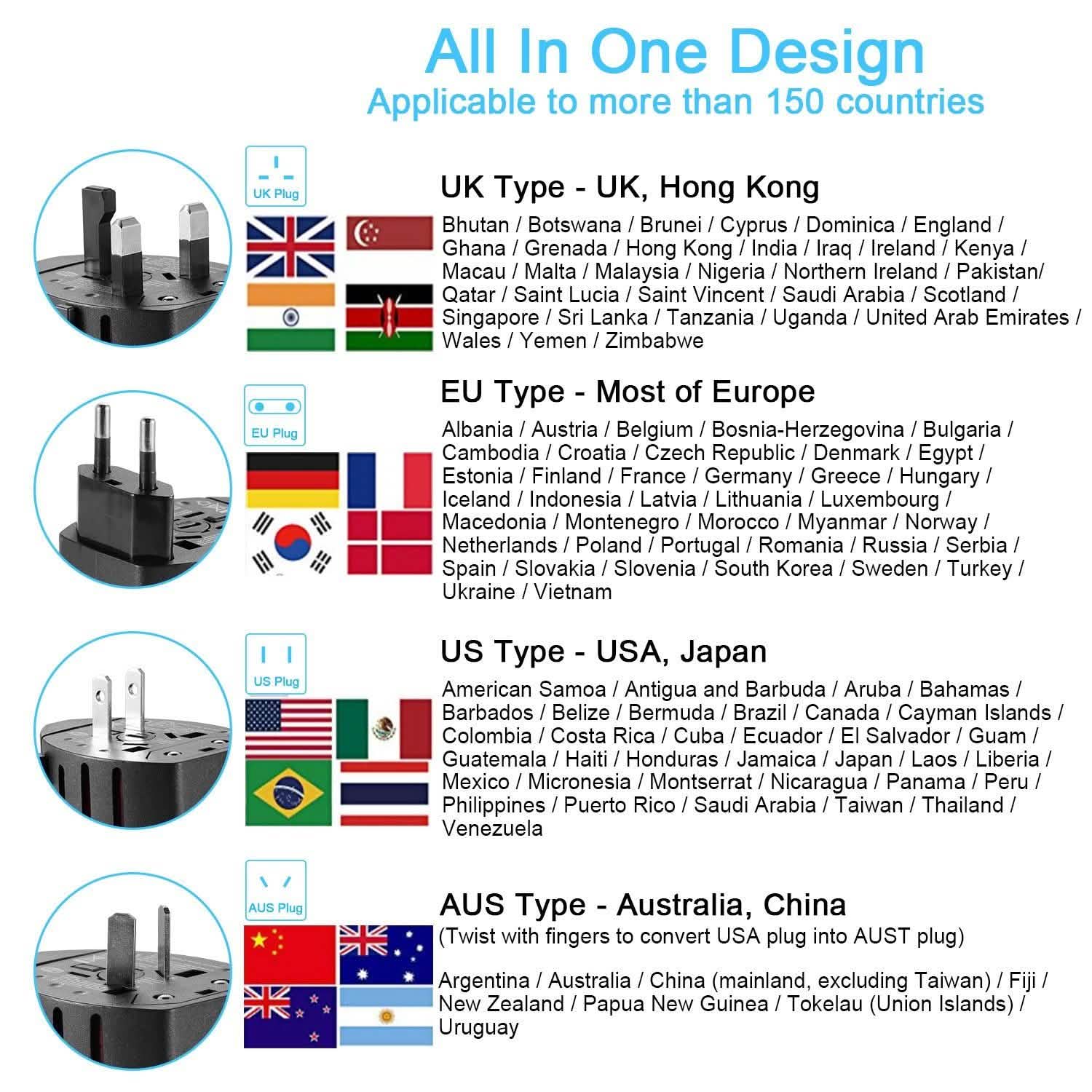 Universal Travel Power Adapter All in One Wall Charger Batteries & Power Accessories - Tophatter Daily Deals