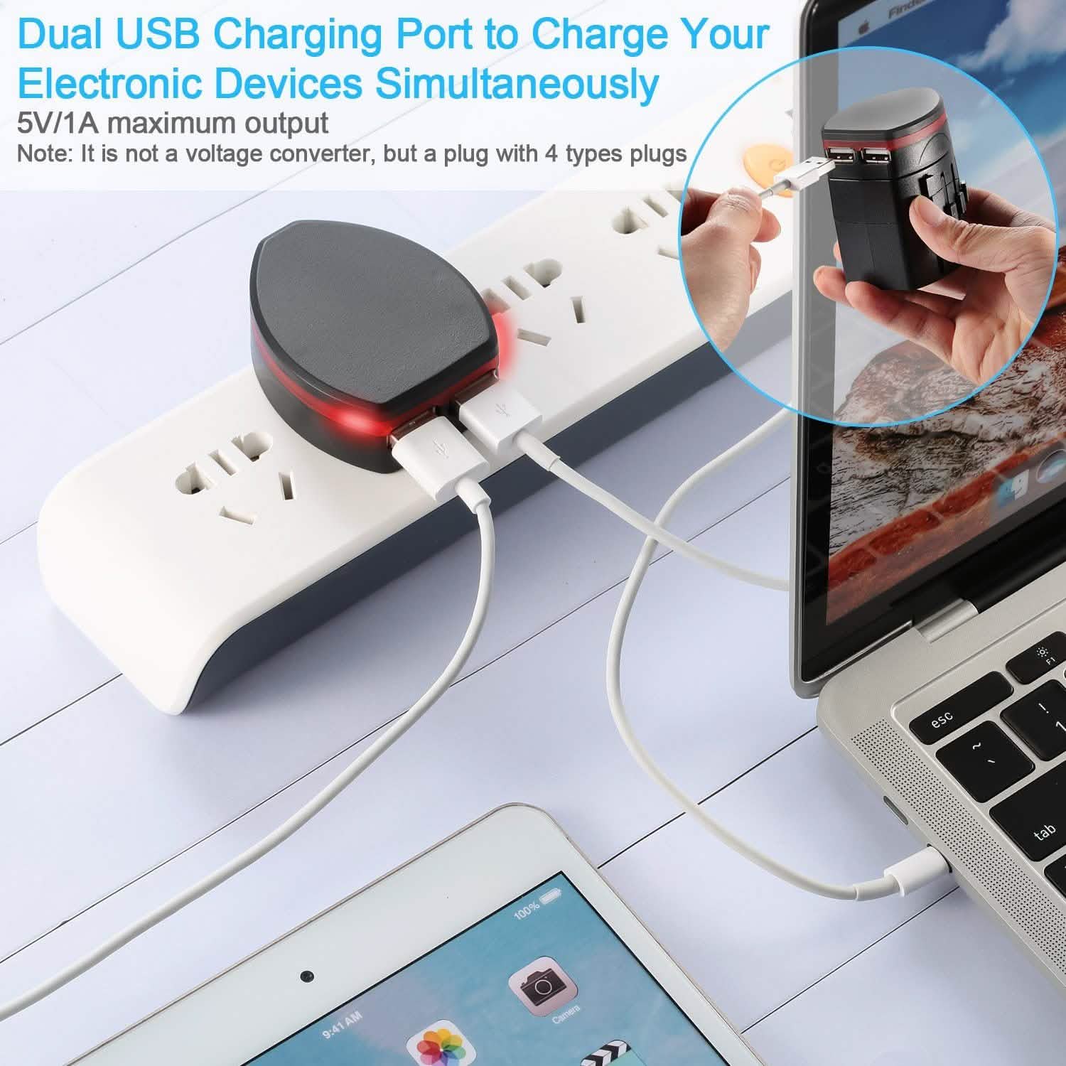 Universal Travel Power Adapter All in One Wall Charger Batteries & Power Accessories - Tophatter Daily Deals