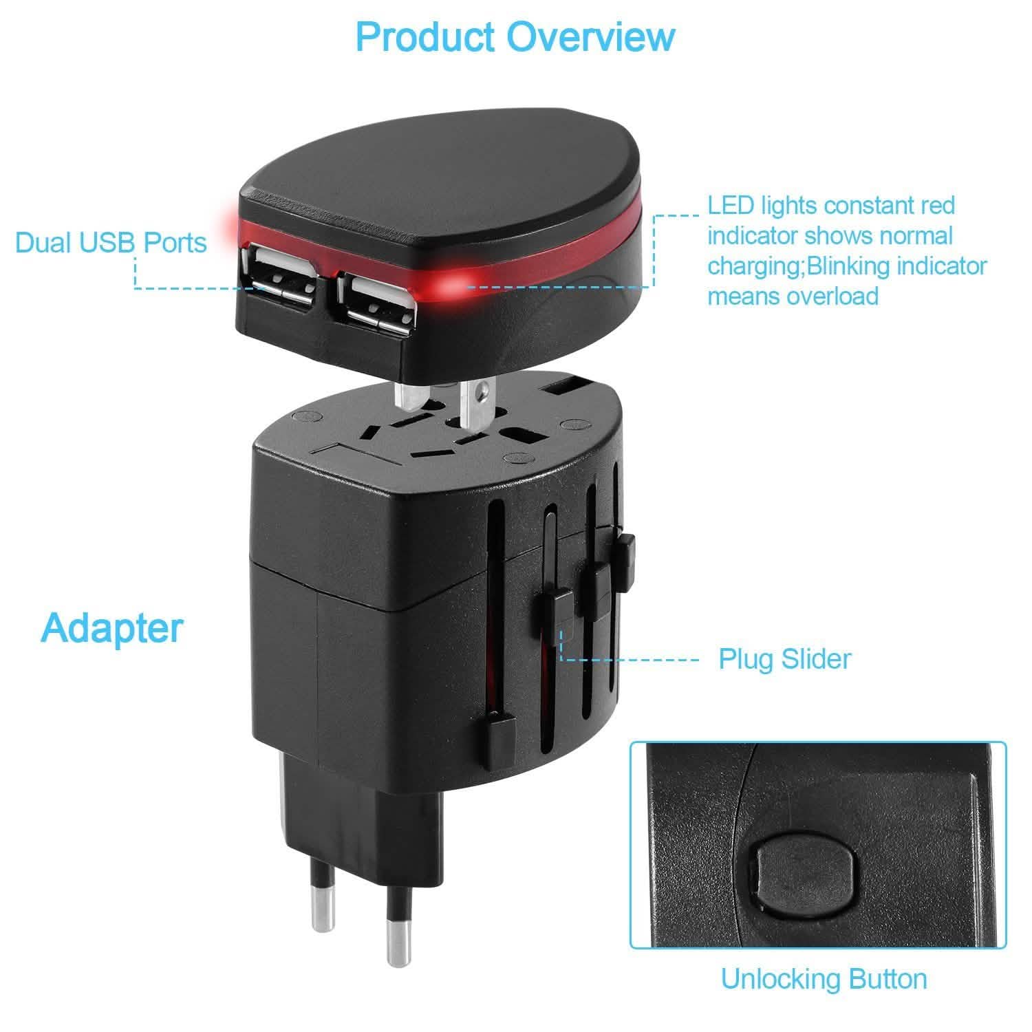 Universal Travel Power Adapter All in One Wall Charger Batteries & Power Accessories - Tophatter Daily Deals