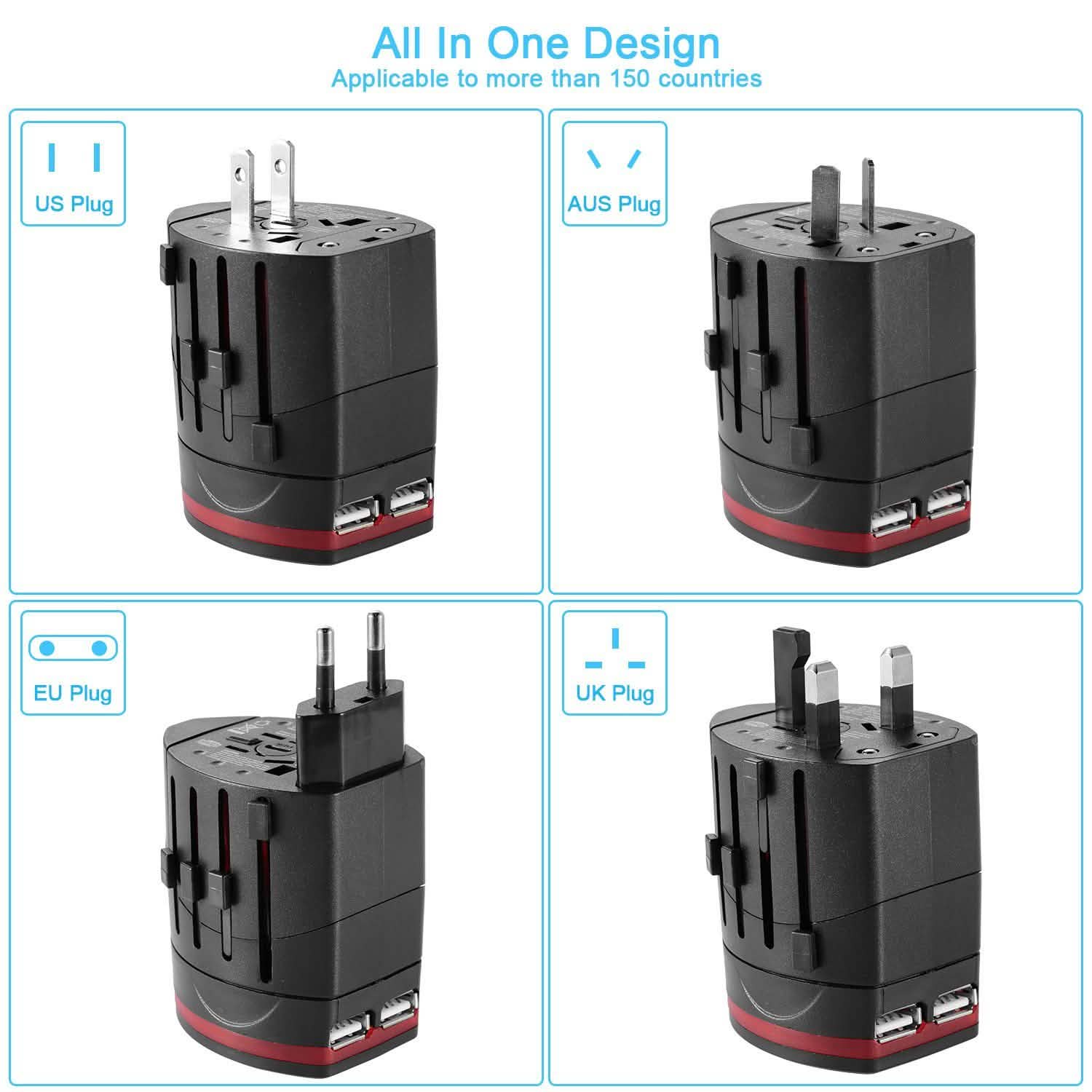 Universal Travel Power Adapter All in One Wall Charger Batteries & Power Accessories - Tophatter Daily Deals
