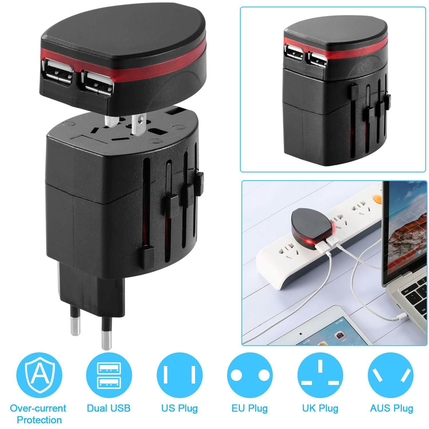 Universal Travel Power Adapter All in One Wall Charger Batteries & Power Accessories - Tophatter Daily Deals