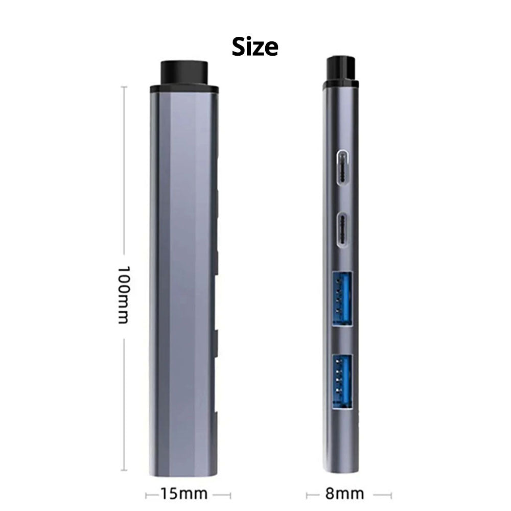 USB C Hub 6 In 1 Multiport Adapter Compact 60W PD Plus - Tophatter Daily Deals