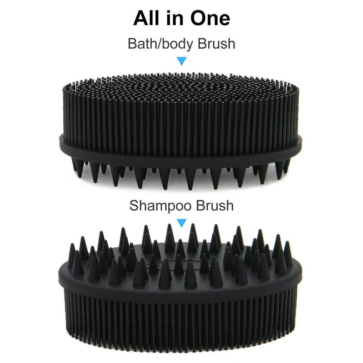 Upgrade Silicone Body Scrubber and Hair Shampoo Brush Bath - Tophatter Daily Deals