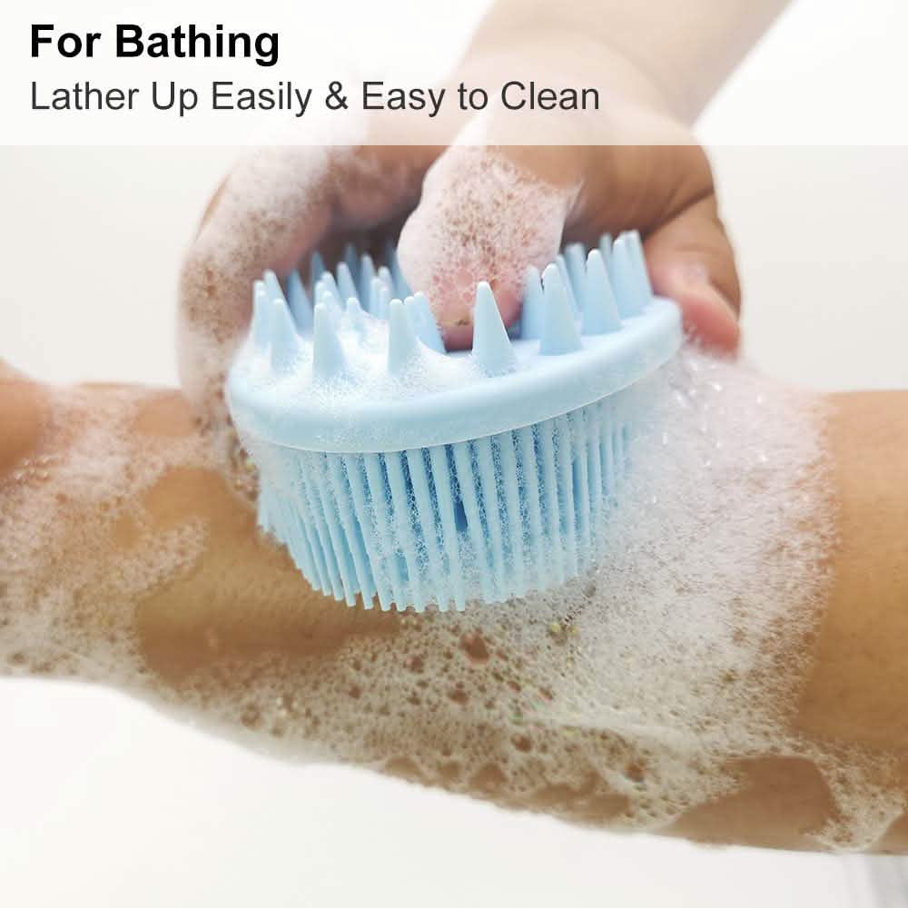 Upgrade Silicone Body Scrubber and Hair Shampoo Brush Bath - Tophatter Daily Deals