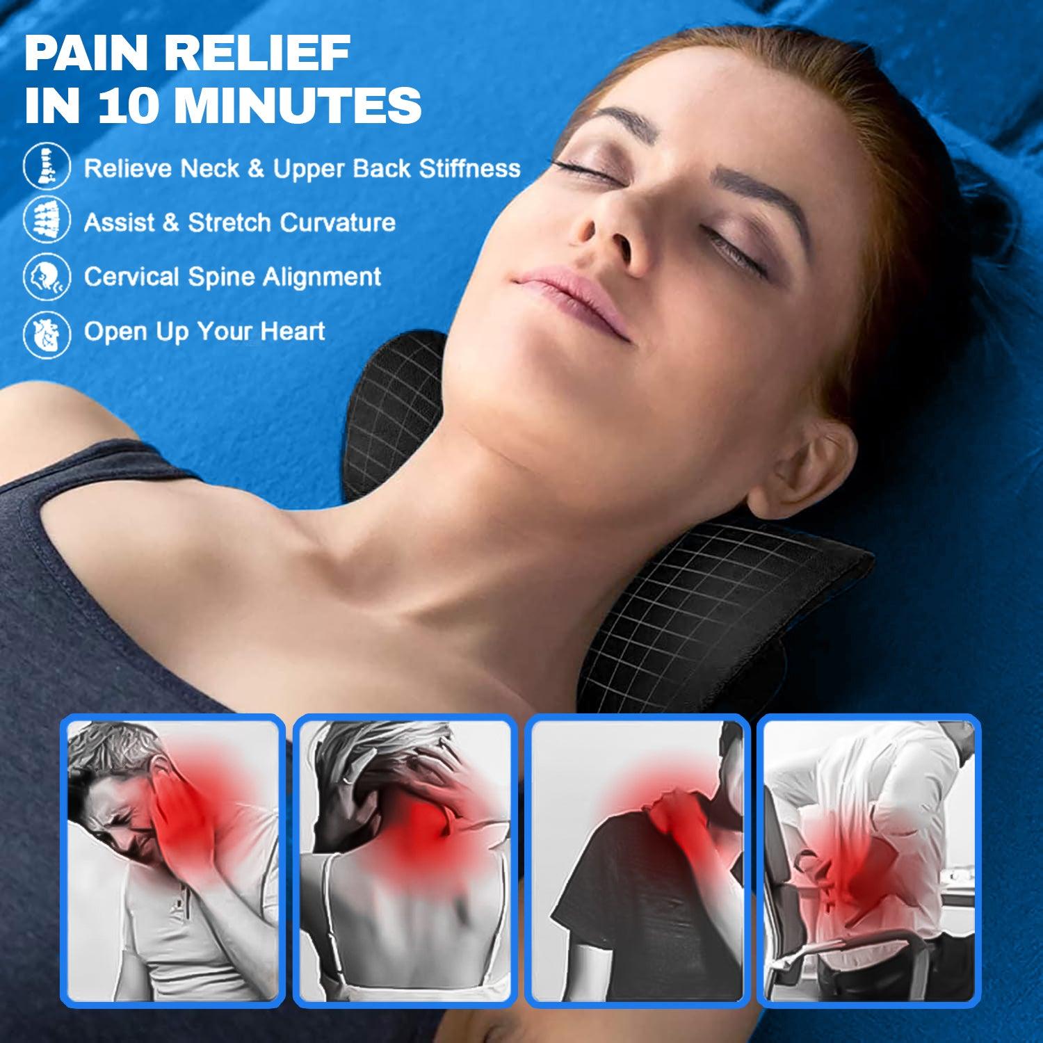 Neck Shoulder Massager - Upper Back Massager Cervical Traction Device Neck Stretcher For TMJ Pain Relief Cervical Spine Alignment Chiropractic Pillow Health & Beauty - Tophatter Daily Deals