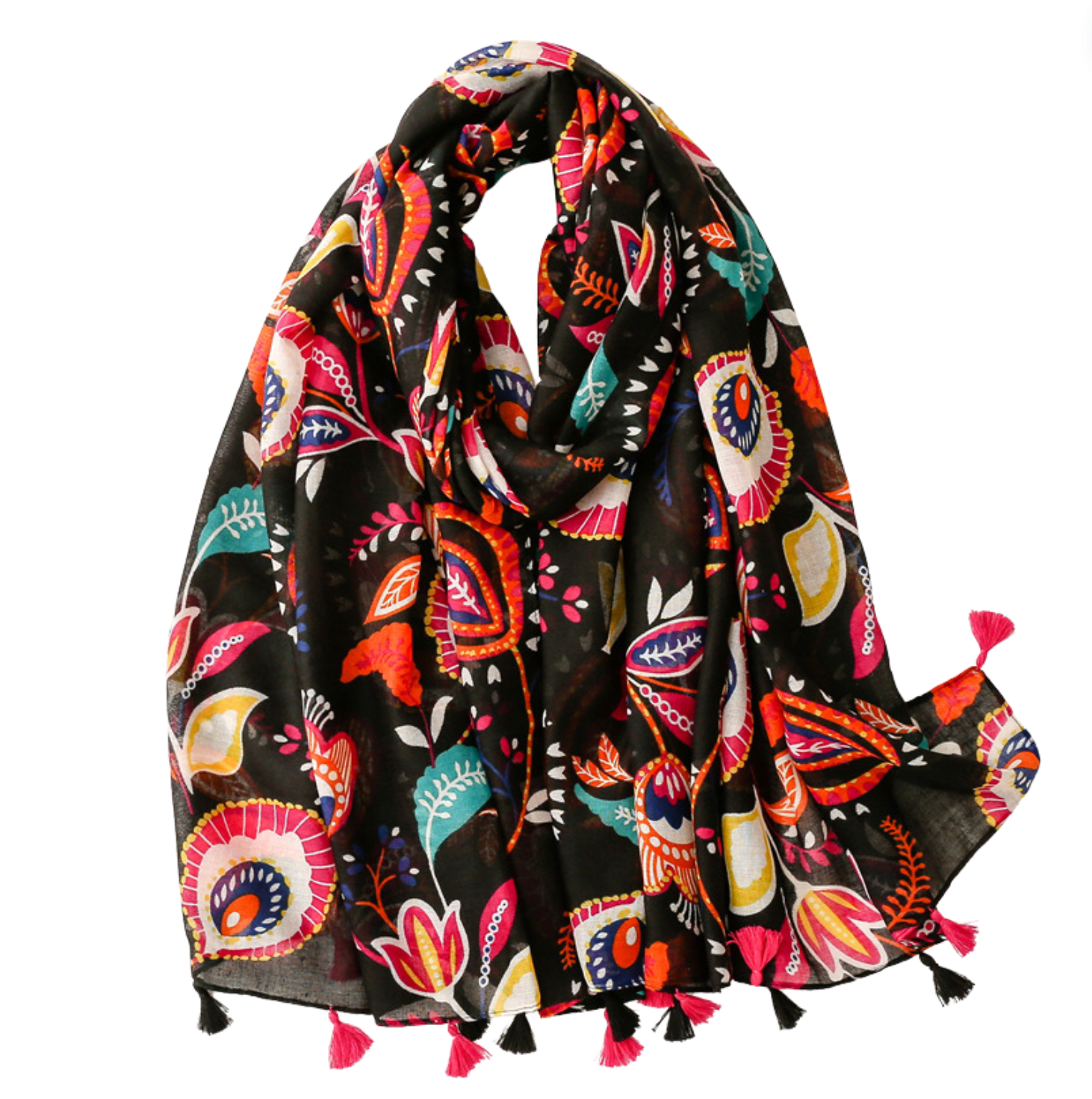 Colorful Paisley and Flower Scarf Multi Scarves - Tophatter Daily Deals
