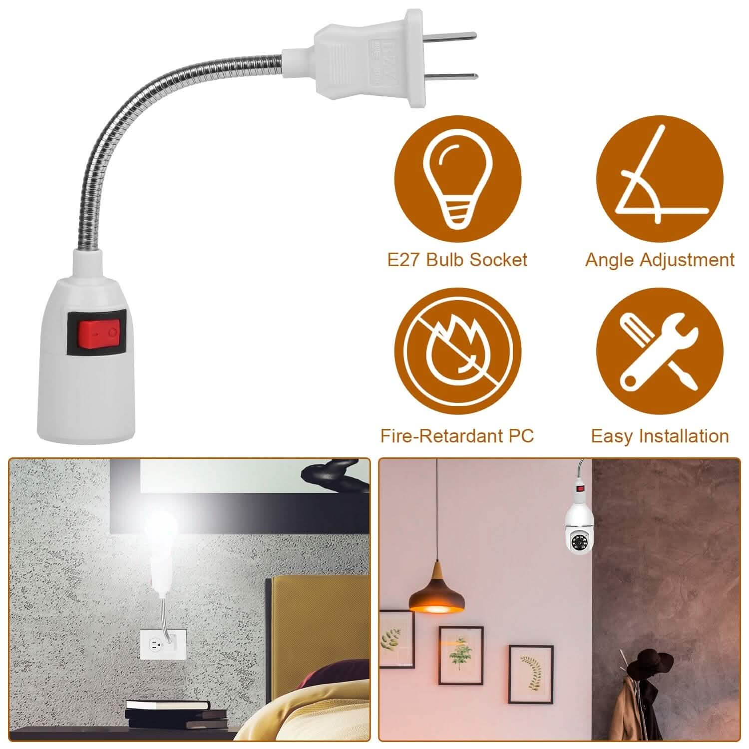 US Plug Extension Light Socket with On/Off Switch Batteries & Power Accessories - Tophatter Daily Deals