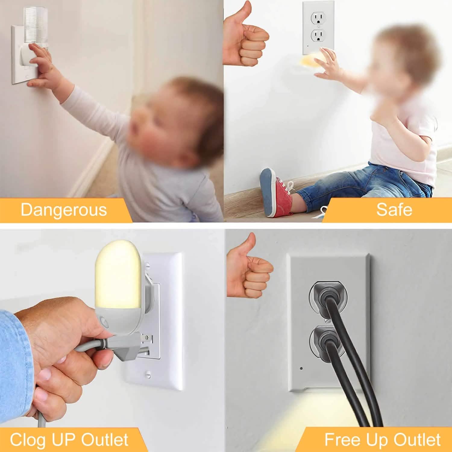 US Wall Outlet Cover Wall Plate with 3-LED Dusk To Down Sensor Night Lights Batteries & Power Accessories - Tophatter Daily Deals