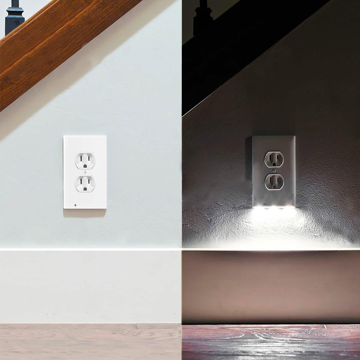 US Wall Outlet Cover Wall Plate with 3-LED Dusk To Down Sensor Night Lights Batteries & Power Accessories - Tophatter Daily Deals