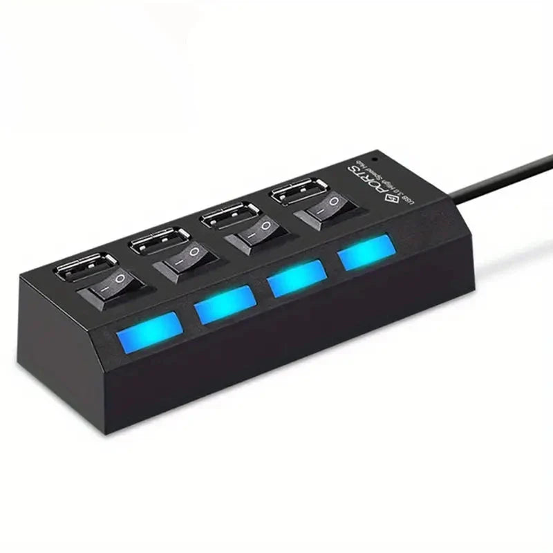 USB 2.0 Adapter Hub Power On/ Off Switch For PC Laptop Computer USB Hub - Tophatter Daily Deals