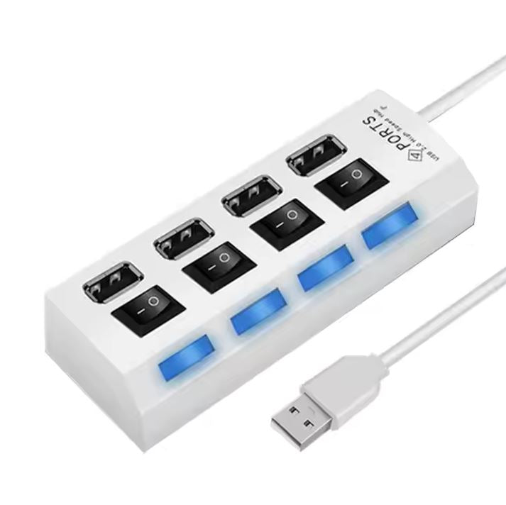 USB 2.0 Adapter Hub Power On/ Off Switch For PC Laptop Computer 4-Port USB Hub - Tophatter Daily Deals