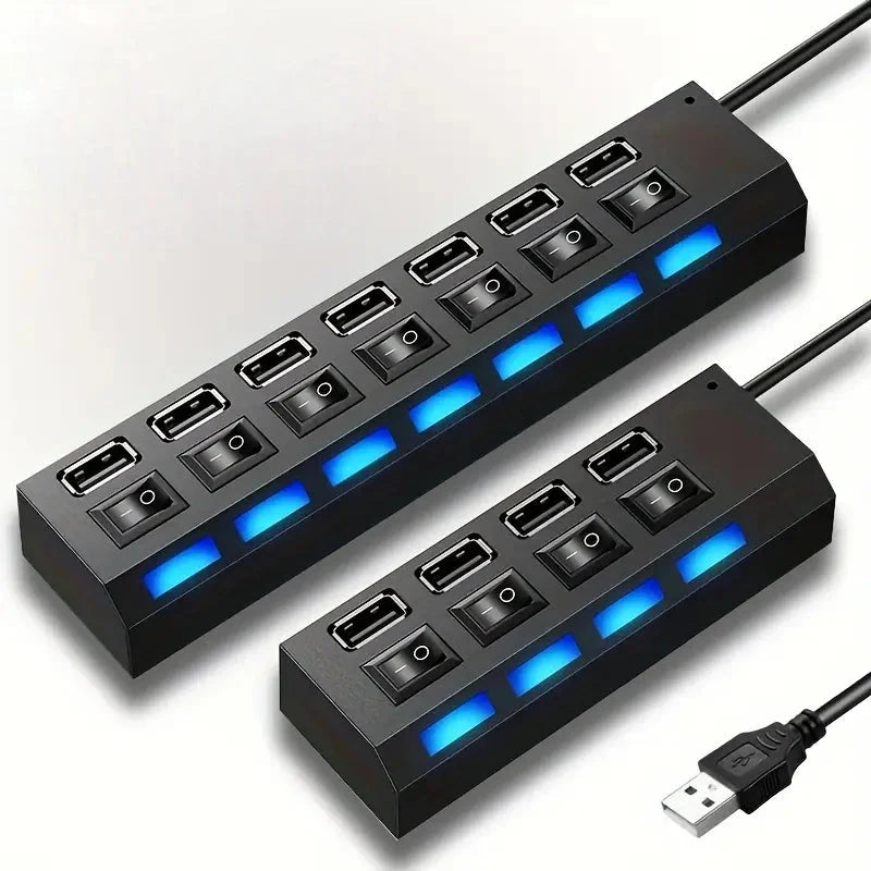 USB 2.0 Adapter Hub Power On/ Off Switch For PC Laptop Computer USB Hub - Tophatter Daily Deals