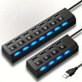 USB 2.0 Adapter Hub Power On/ Off Switch For PC Laptop Computer USB Hub - Tophatter Daily Deals