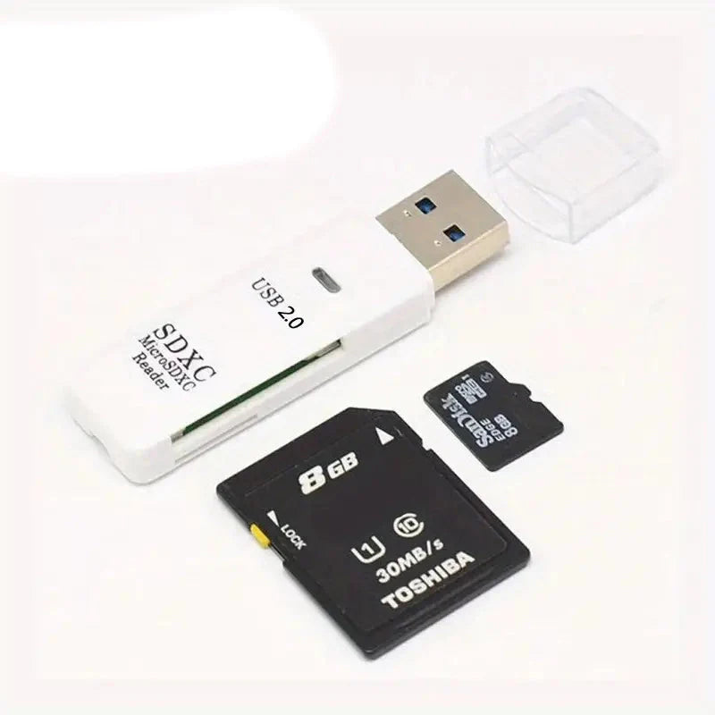 USB 2.0 SD Card Reader Micro SD Card To USB Adapter White 3 Card Reader - Tophatter Daily Deals