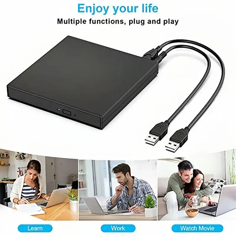 USB 2.0 Slim Protable External CD-RW Drive DVD-RW Burner Writer Player External DVD Recorder - Tophatter Daily Deals