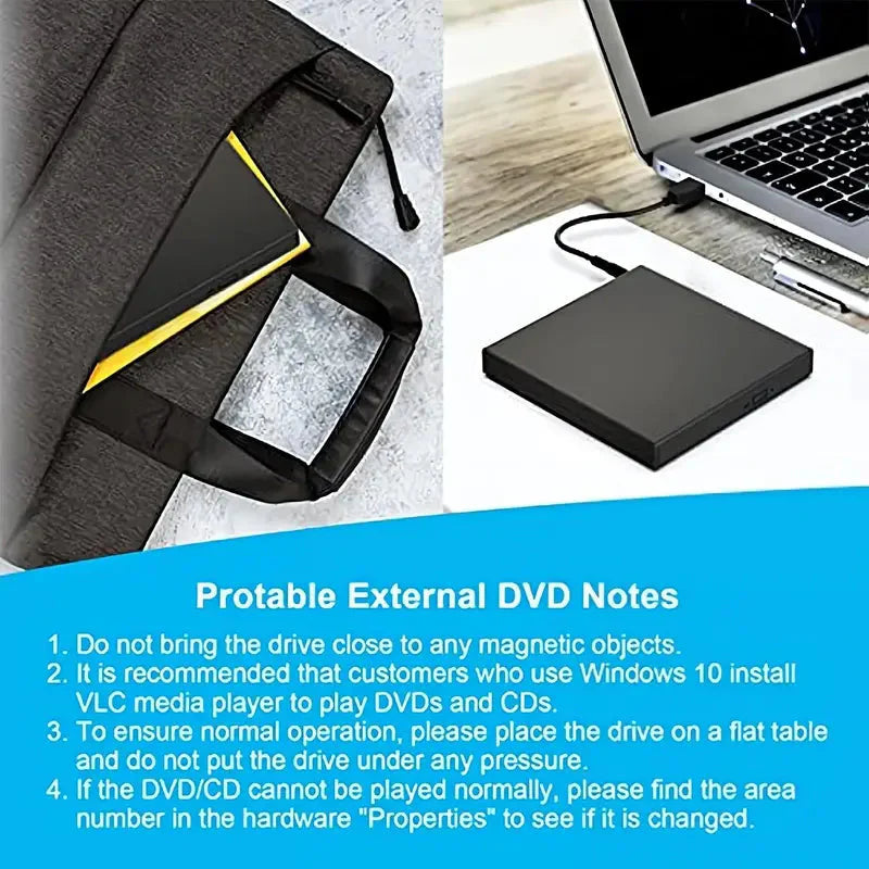 USB 2.0 Slim Protable External CD-RW Drive DVD-RW Burner Writer Player External DVD Recorder - Tophatter Daily Deals