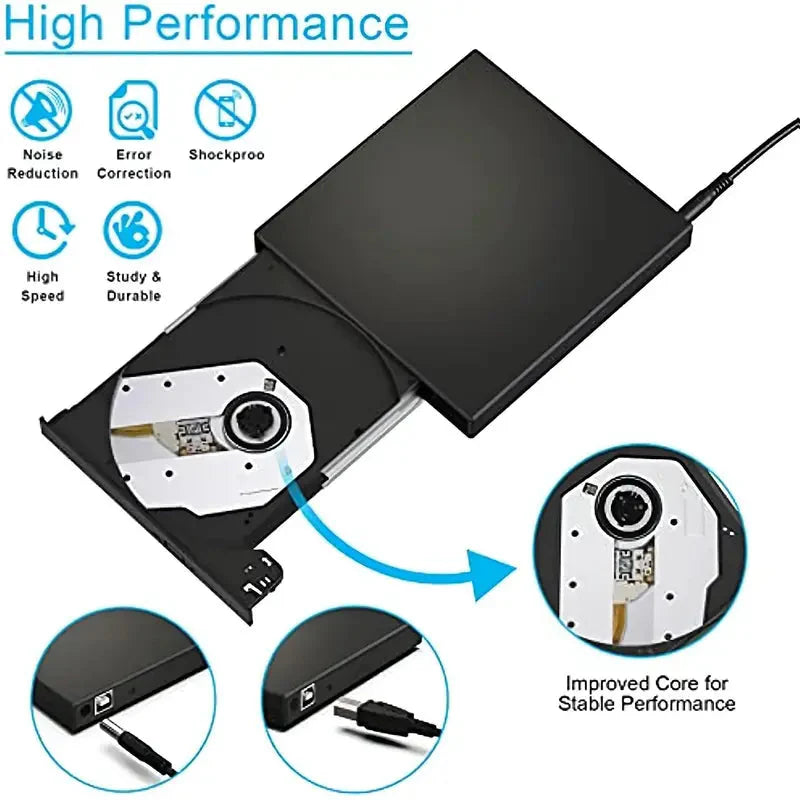 USB 2.0 Slim Protable External CD-RW Drive DVD-RW Burner Writer Player External DVD Recorder - Tophatter Daily Deals