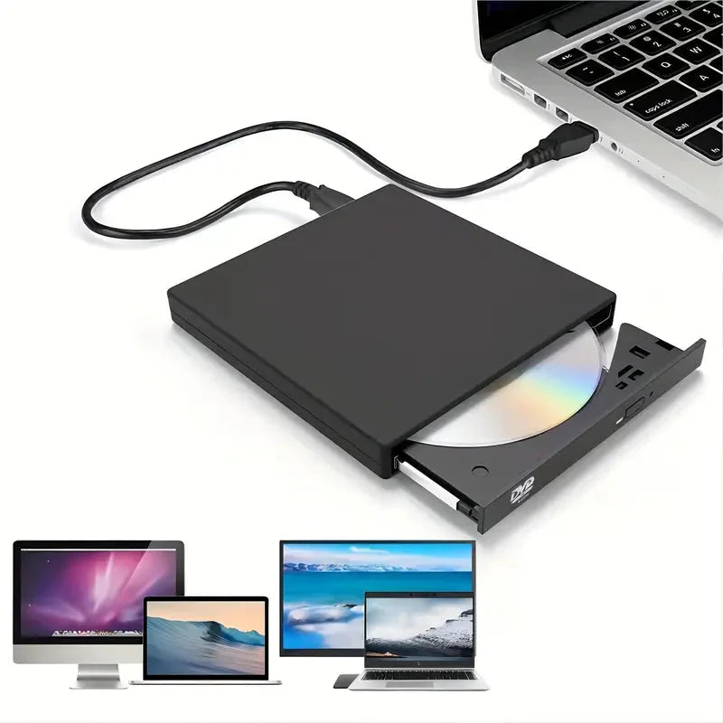 USB 2.0 Slim Protable External CD-RW Drive DVD-RW Burner Writer Player External DVD Recorder - Tophatter Daily Deals