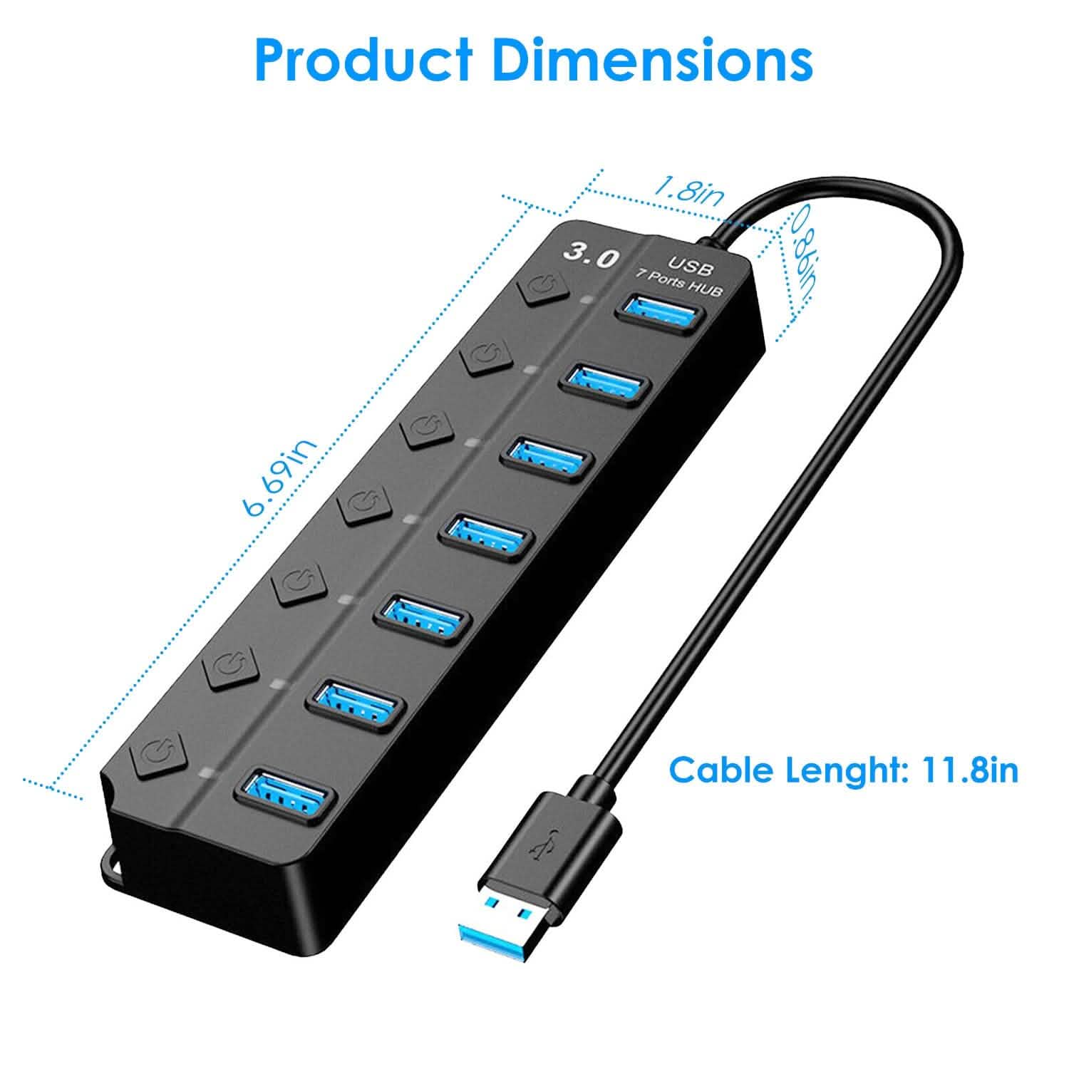 USB 3.0 HUB 7 Ports High Speed 5Gbps USB Splitter Computer Accessories - Tophatter Daily Deals