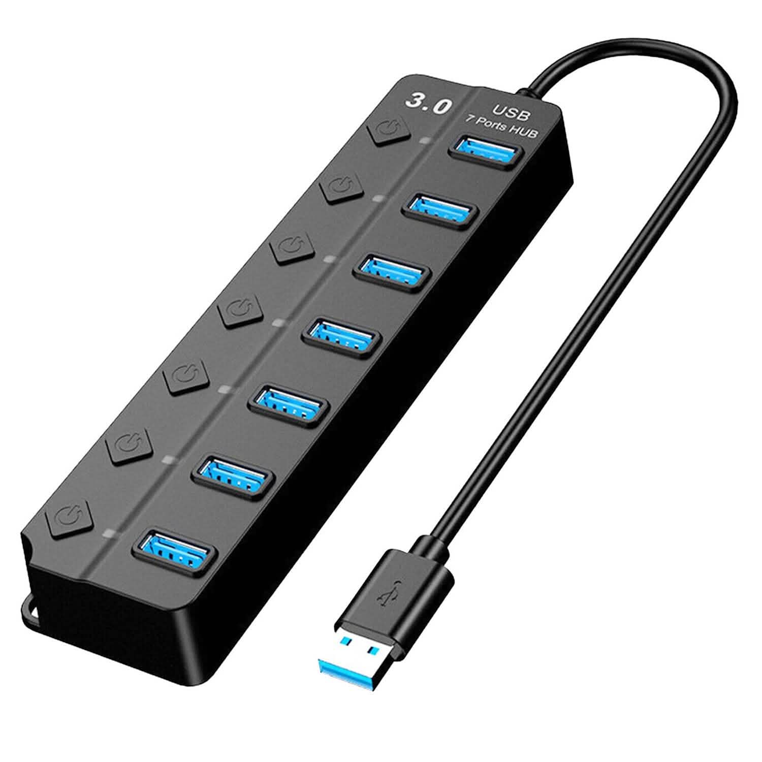 USB 3.0 HUB 7 Ports High Speed 5Gbps USB Splitter Computer Accessories - Tophatter Daily Deals