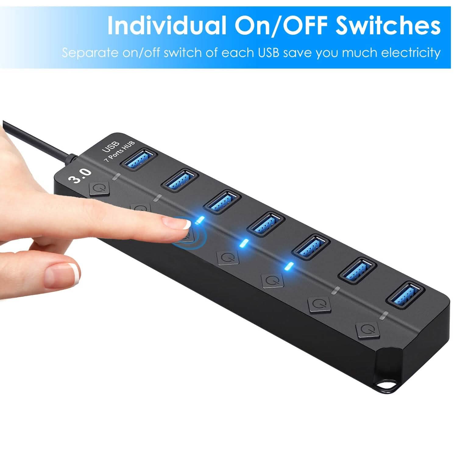 USB 3.0 HUB 7 Ports High Speed 5Gbps USB Splitter Computer Accessories - Tophatter Daily Deals