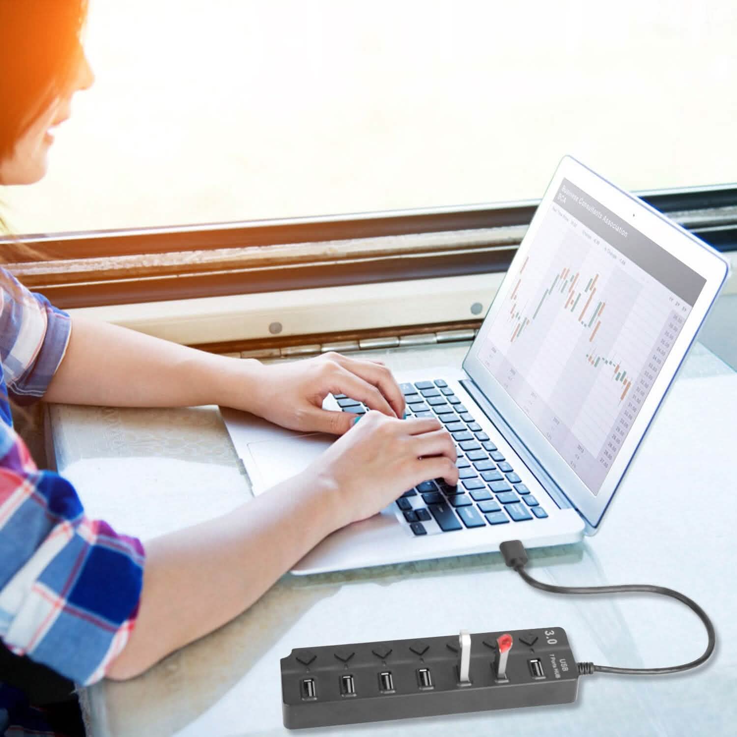 USB 3.0 HUB 7 Ports High Speed 5Gbps USB Splitter Computer Accessories - Tophatter Daily Deals