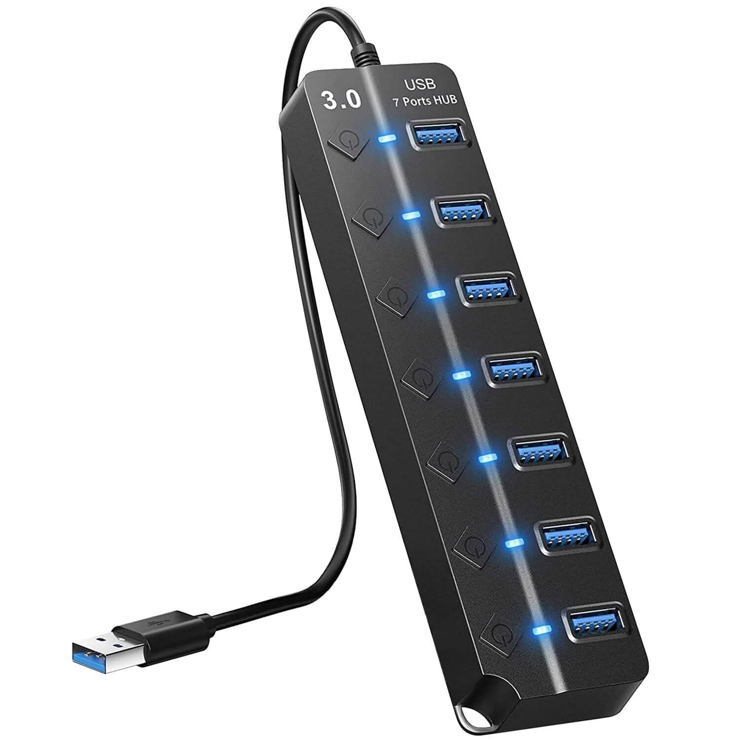 USB 3.0 HUB 7 Ports High Speed 5Gbps USB Splitter Computer Accessories - Tophatter Daily Deals