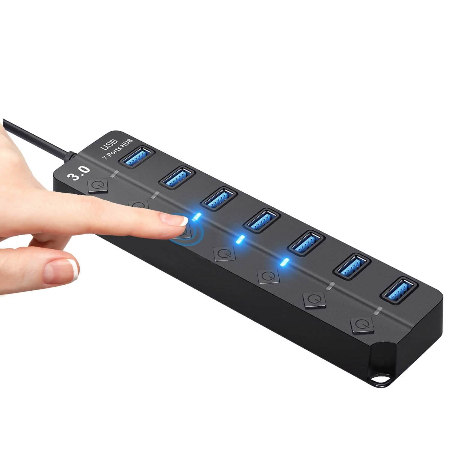 USB 3.0 HUB 7 Ports High Speed 5Gbps USB Splitter Computer Accessories - Tophatter Daily Deals