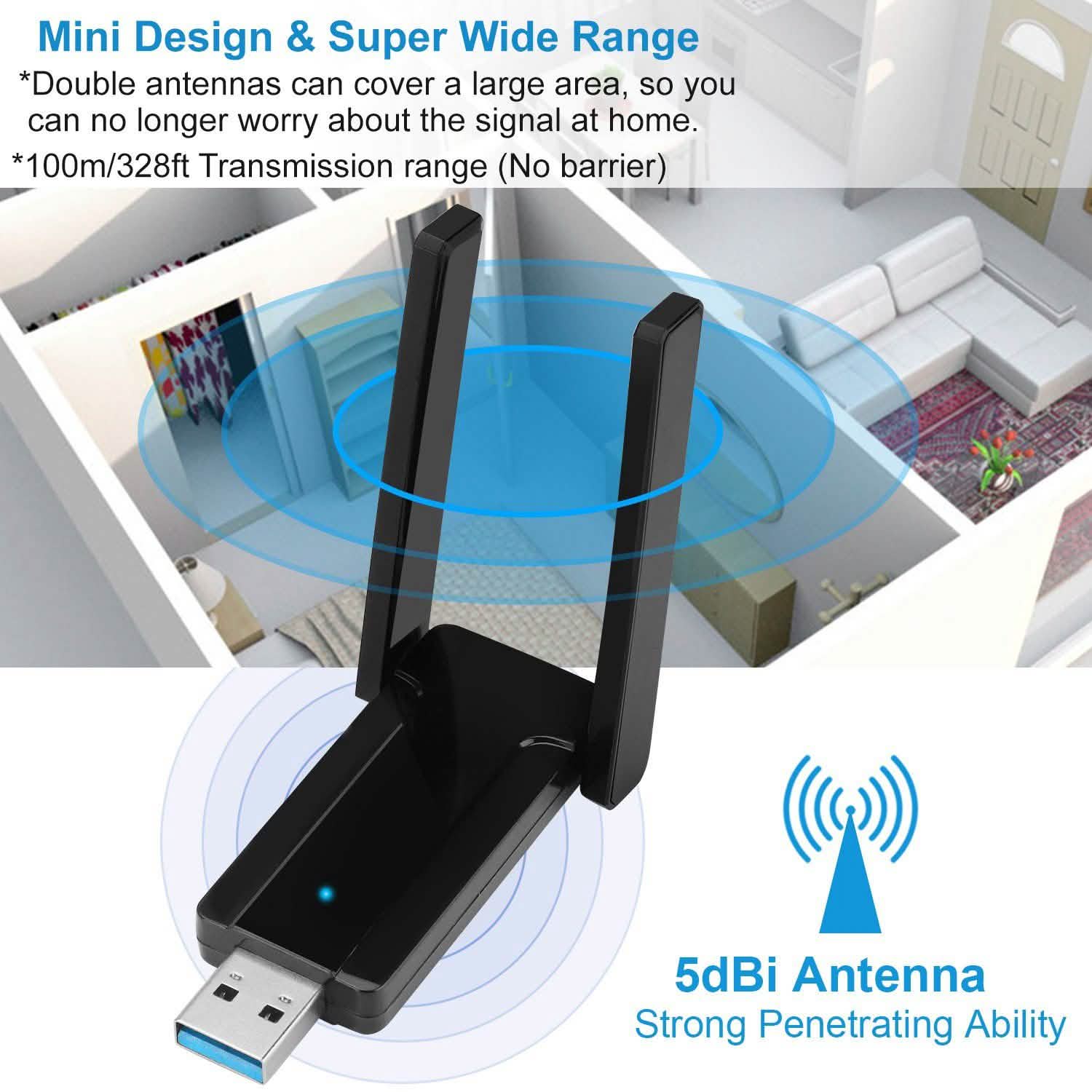 USB 3.0 WiFi Adapter AC1300 Mbps Computer Accessories - Tophatter Daily Deals