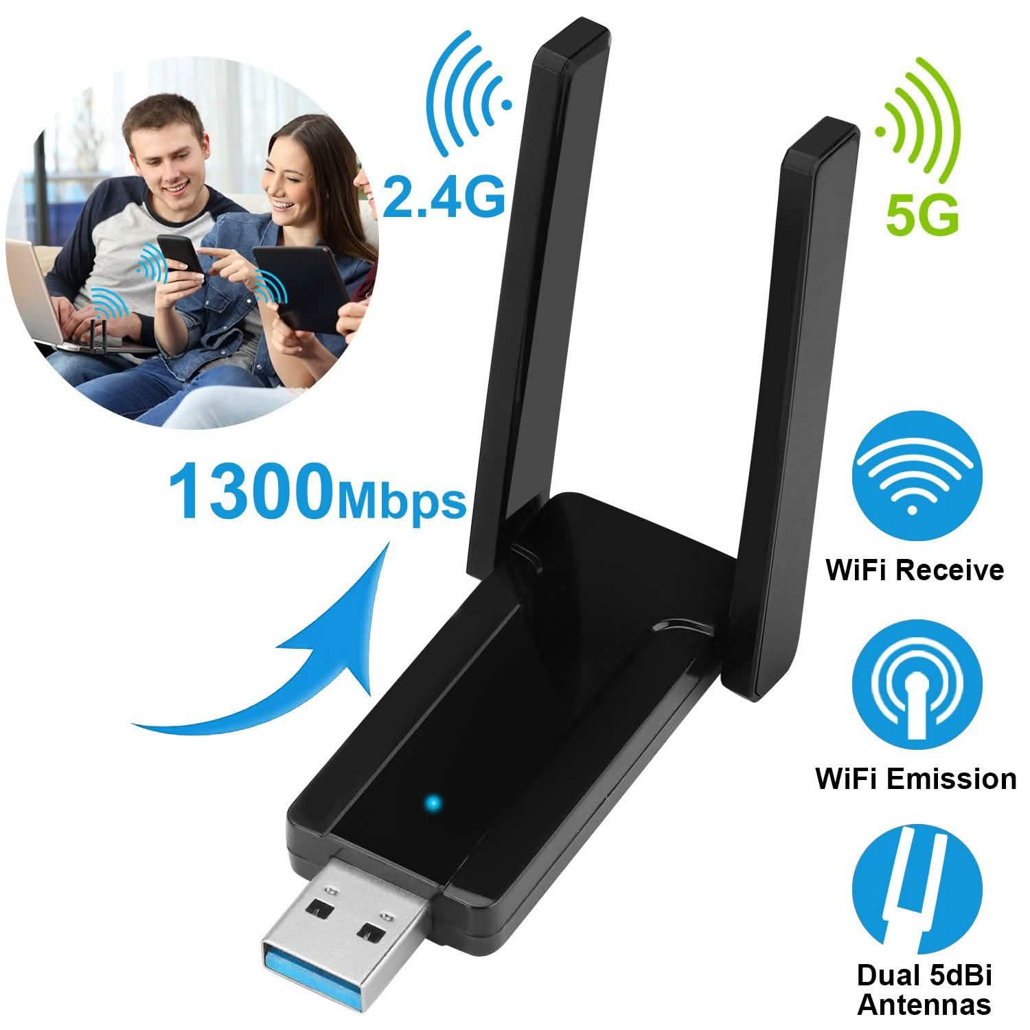 USB 3.0 WiFi Adapter AC1300 Mbps Computer Accessories - Tophatter Daily Deals