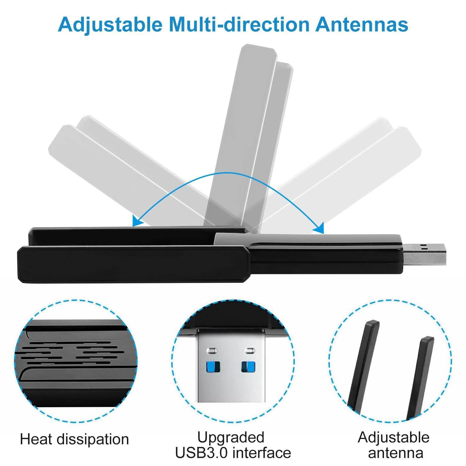 USB 3.0 WiFi Adapter AC1300 Mbps Computer Accessories - Tophatter Daily Deals