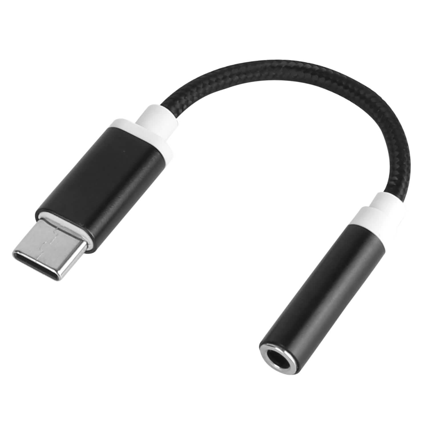 USB-C Type C Adapter Port to 3 .5mm Aux Audio Jack Black Mobile Accessories - Tophatter Daily Deals