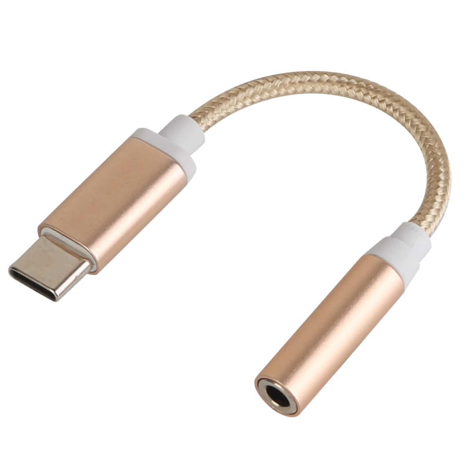 USB-C Type C Adapter Port to 3 .5mm Aux Audio Jack Gold Mobile Accessories - Tophatter Daily Deals