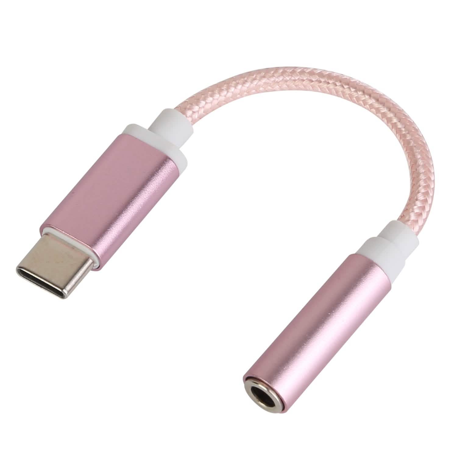 USB-C Type C Adapter Port to 3 .5mm Aux Audio Jack Pink Mobile Accessories - Tophatter Daily Deals