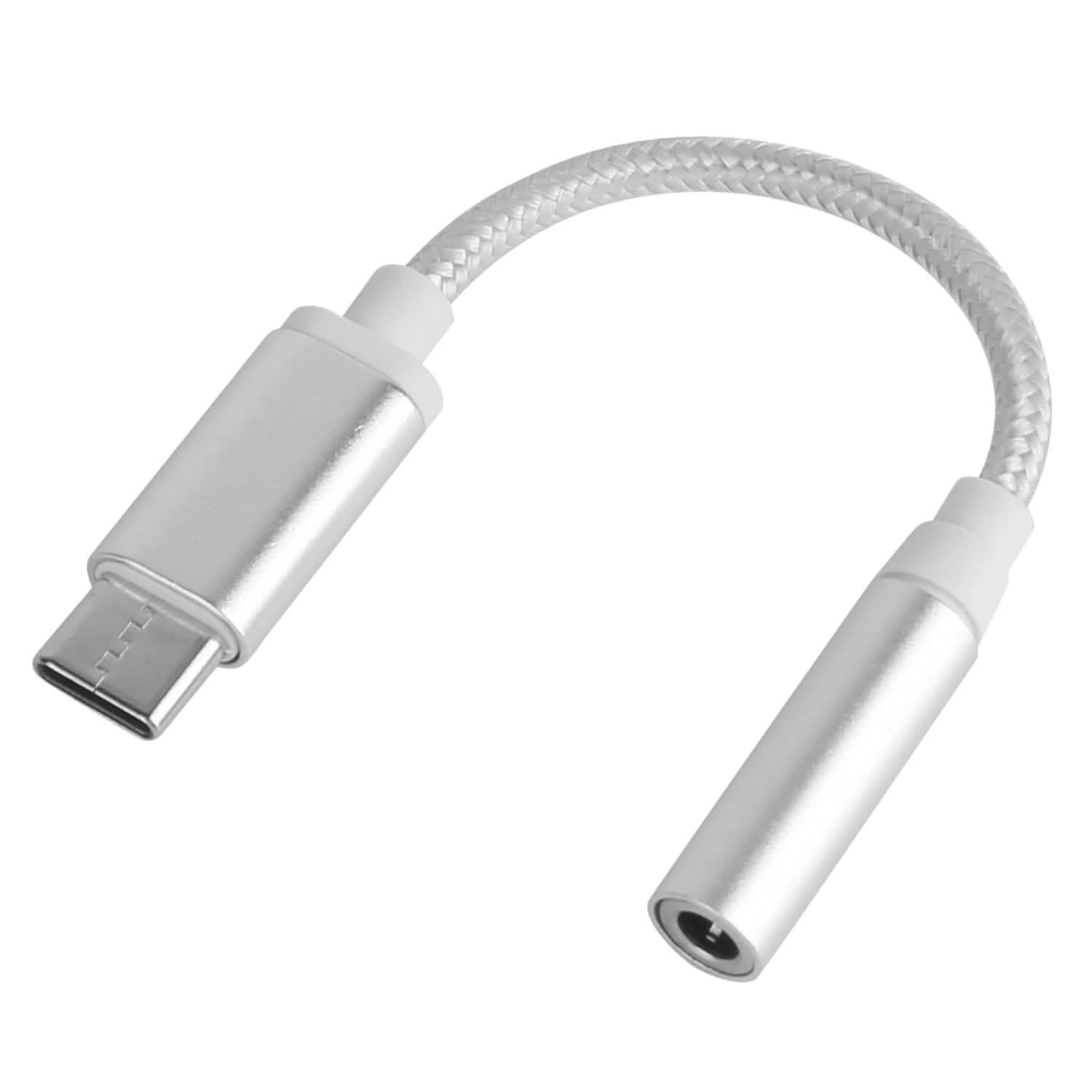 USB-C Type C Adapter Port to 3 .5mm Aux Audio Jack Silver Mobile Accessories - Tophatter Daily Deals