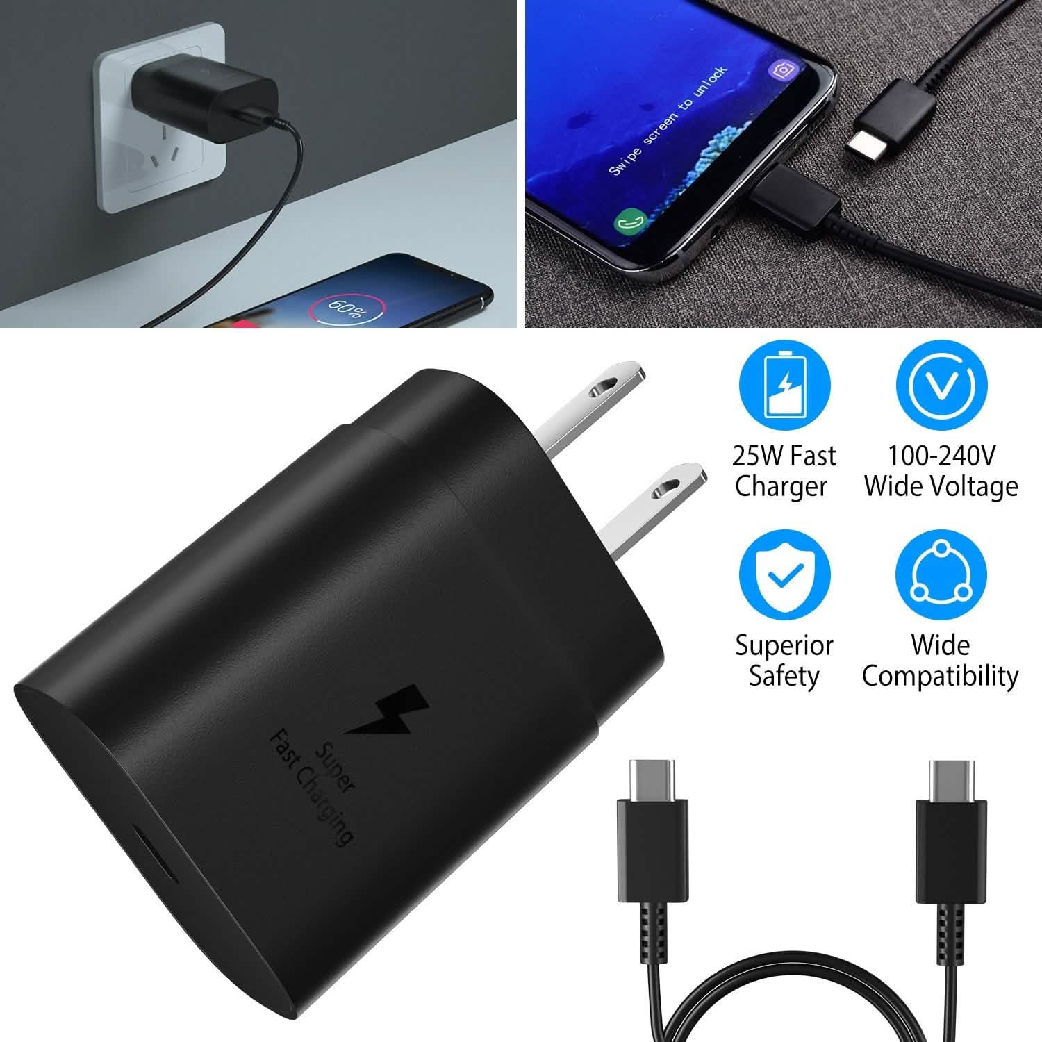 USB C Wall Charger 25W PD3.0 Mobile Accessories - Tophatter Daily Deals