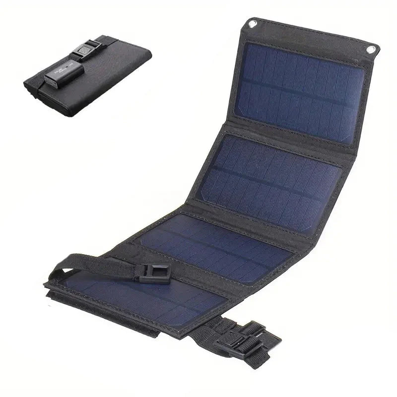 USB Foldable Solar Panel Black Power Bank - Tophatter Daily Deals
