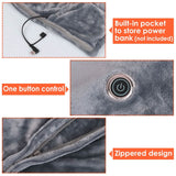 USB Heated Blanket Poncho Shawl Wrap Throw with Zipper Washable Health & Wellness - Tophatter Daily Deals