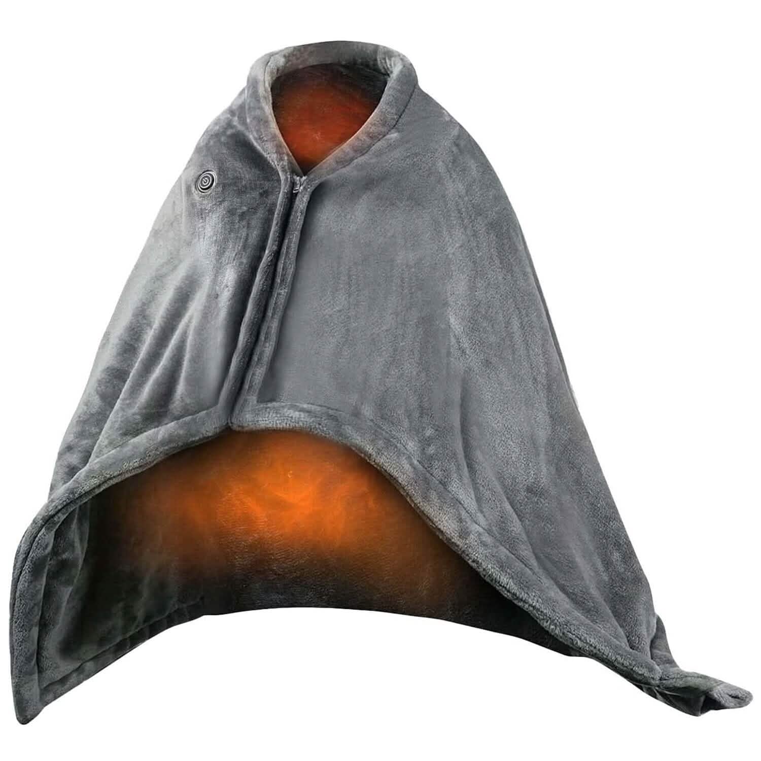 USB Heated Blanket Poncho Shawl Wrap Throw with Zipper Washable Health & Wellness - Tophatter Daily Deals