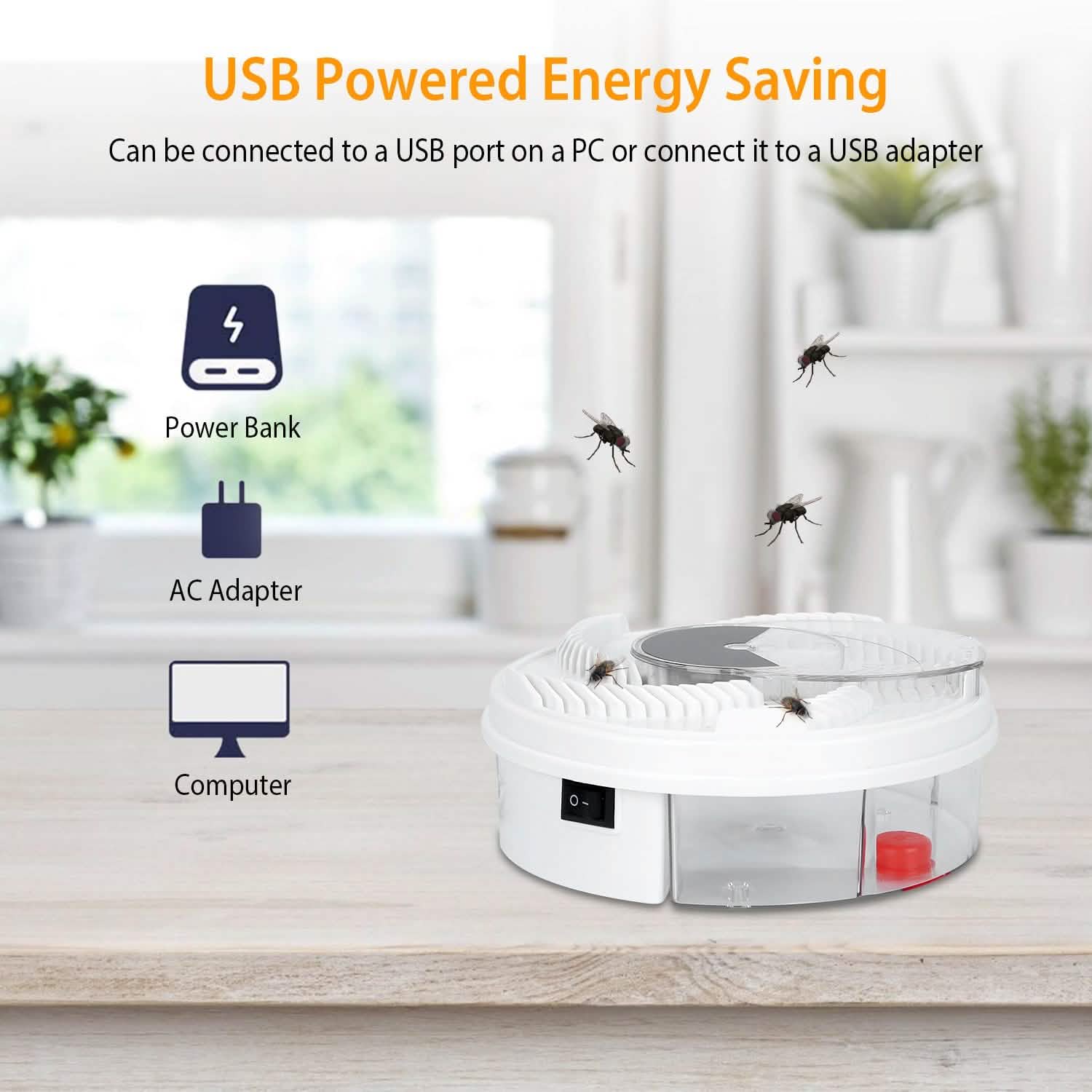 USB powered Electric Fly Trap Automatic Flycatcher Pest Control - Tophatter Daily Deals